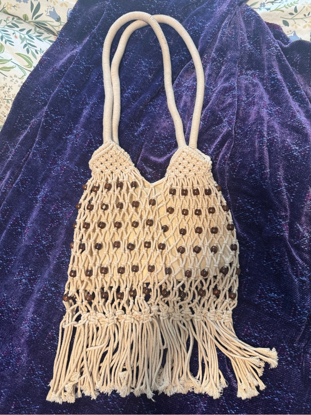 Scoop Macrame Boho Beaded Bag